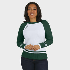 Green Bay Packers WEAR by Erin Andrews Women's Colorblock Raglan Sweater - White/Green on sale