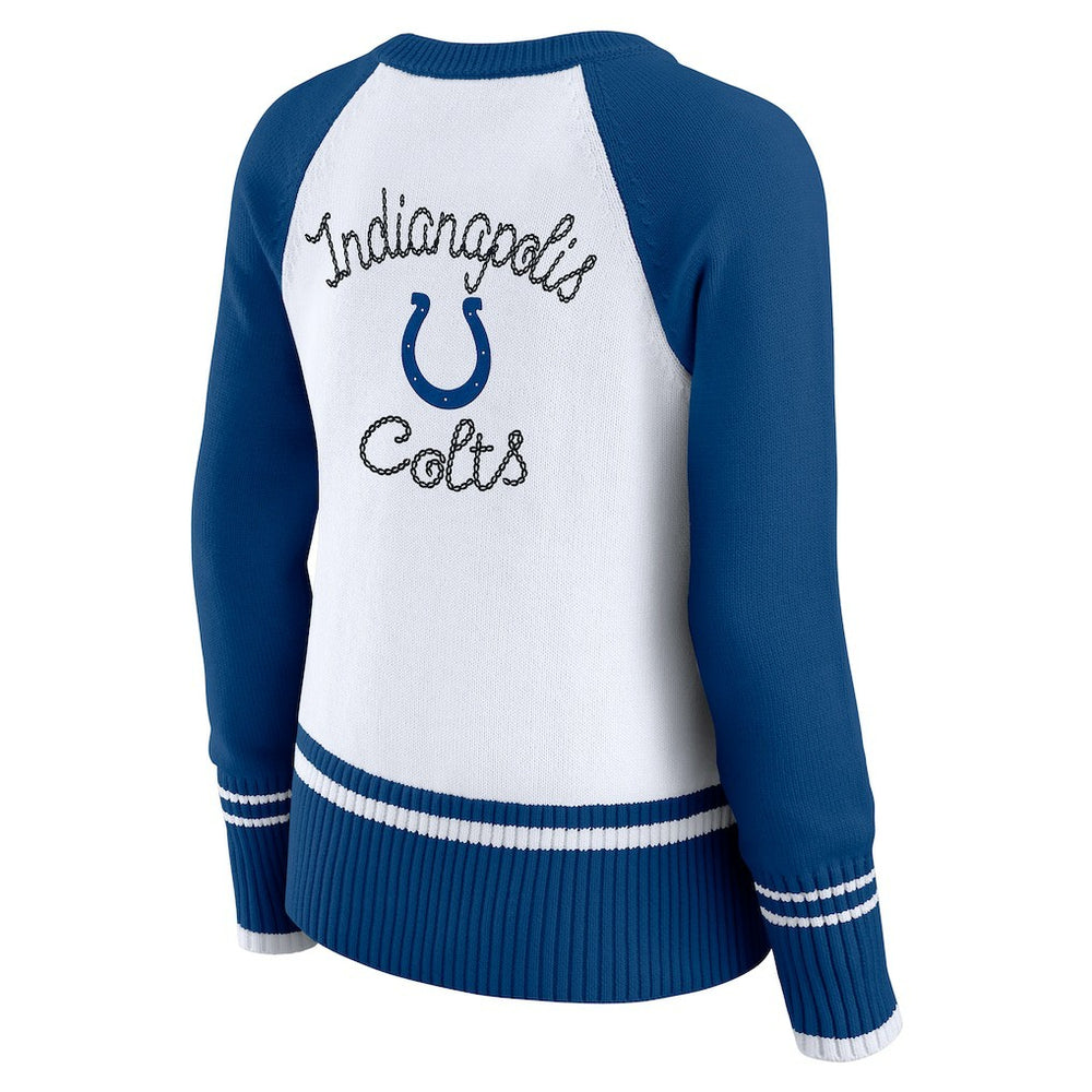 Indianapolis Colts WEAR by Erin Andrews Women's Colorblock Raglan Sweater - White/Royal cheap