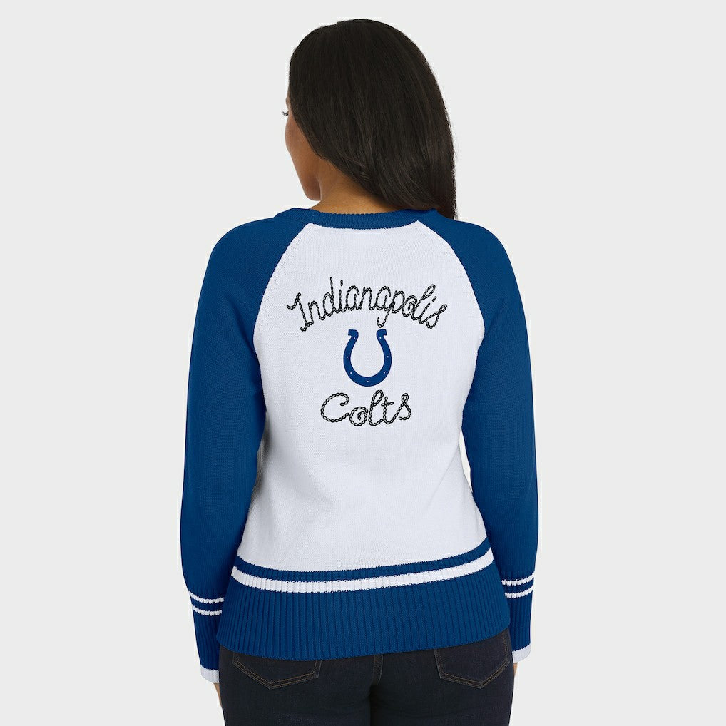 Indianapolis Colts WEAR by Erin Andrews Women's Colorblock Raglan Sweater - White/Royal cheap