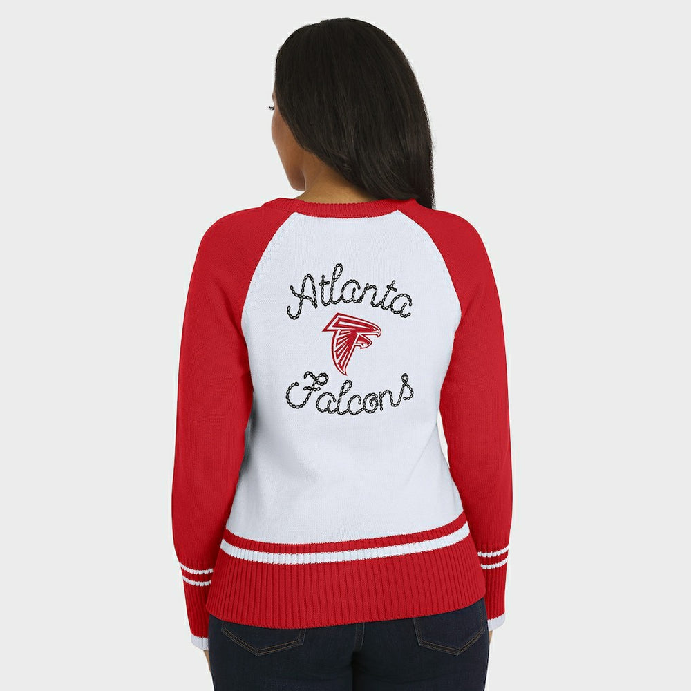 Atlanta Falcons WEAR by Erin Andrews Women's Colorblock Raglan Sweater - White/Red discount