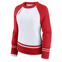 Atlanta Falcons WEAR by Erin Andrews Women's Colorblock Raglan Sweater - White/Red discount