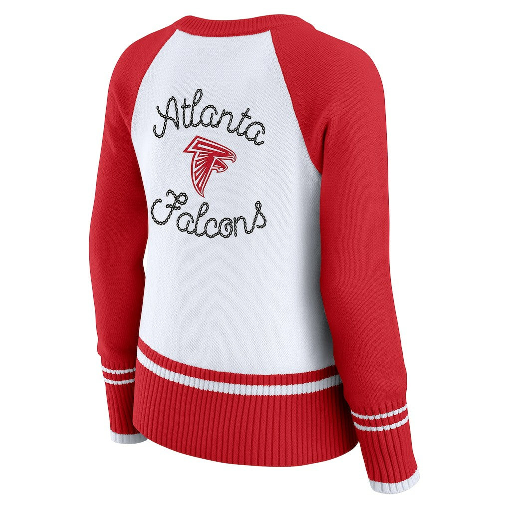 Atlanta Falcons WEAR by Erin Andrews Women's Colorblock Raglan Sweater - White/Red discount