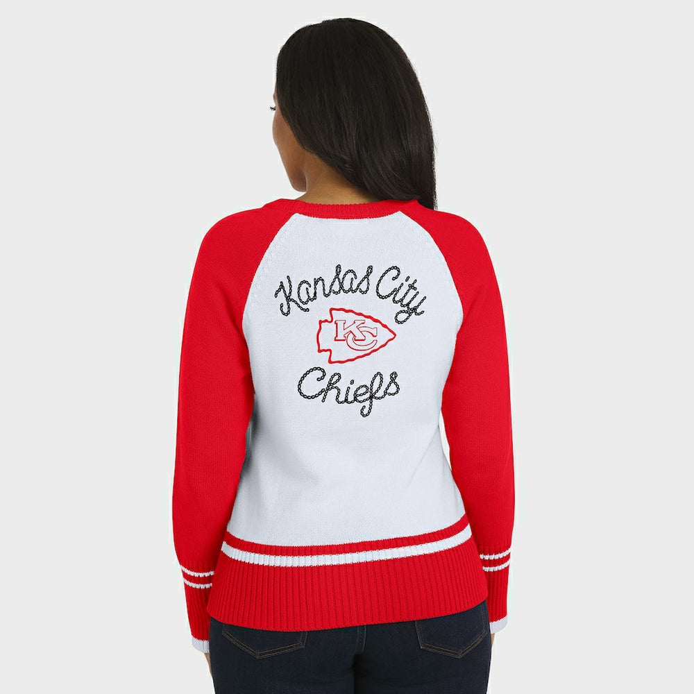 Kansas City Chiefs WEAR by Erin Andrews Women's Colorblock Raglan Sweater - White/Red discount