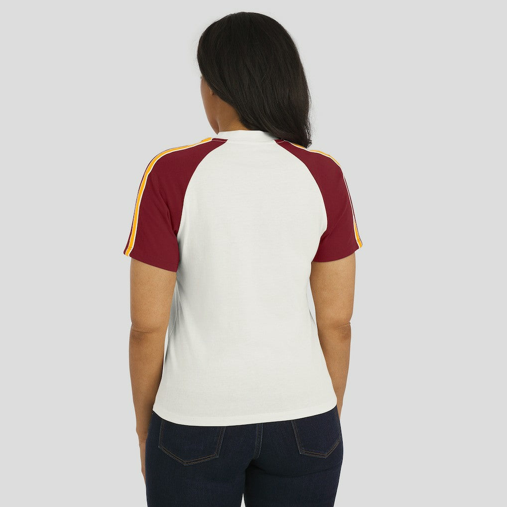 Washington Commanders WEAR by Erin Andrews Women's Sleeve Stripe Distressed Raglan T-Shirt - White cheap