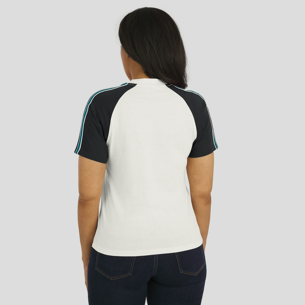 Jacksonville Jaguars WEAR by Erin Andrews Women's Sleeve Stripe Distressed Raglan T-Shirt - White discount