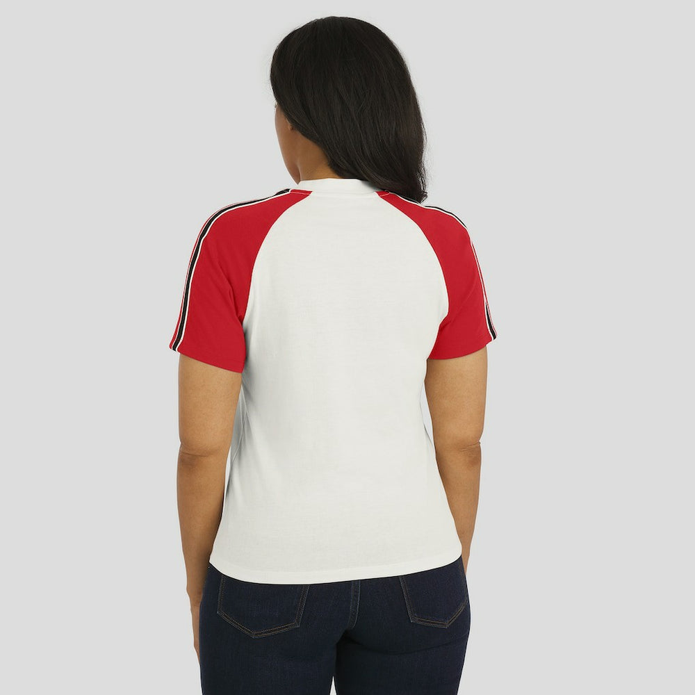 Atlanta Falcons WEAR by Erin Andrews Women's Sleeve Stripe Distressed Raglan T-Shirt - White for sale