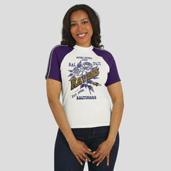 Baltimore Ravens WEAR by Erin Andrews Women's Sleeve Stripe Distressed Raglan T-Shirt - White online