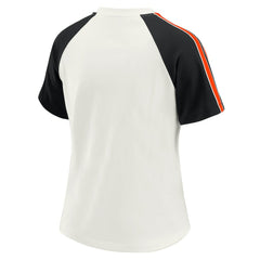 Cincinnati Bengals WEAR by Erin Andrews Women's Sleeve Stripe Distressed Raglan T-Shirt - White discount