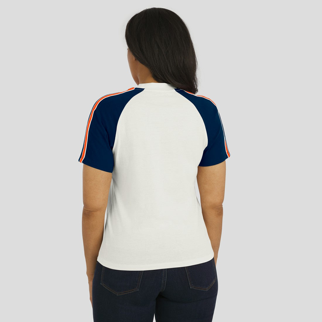 Denver Broncos WEAR by Erin Andrews Women's Sleeve Stripe Distressed Raglan T-Shirt - White discount