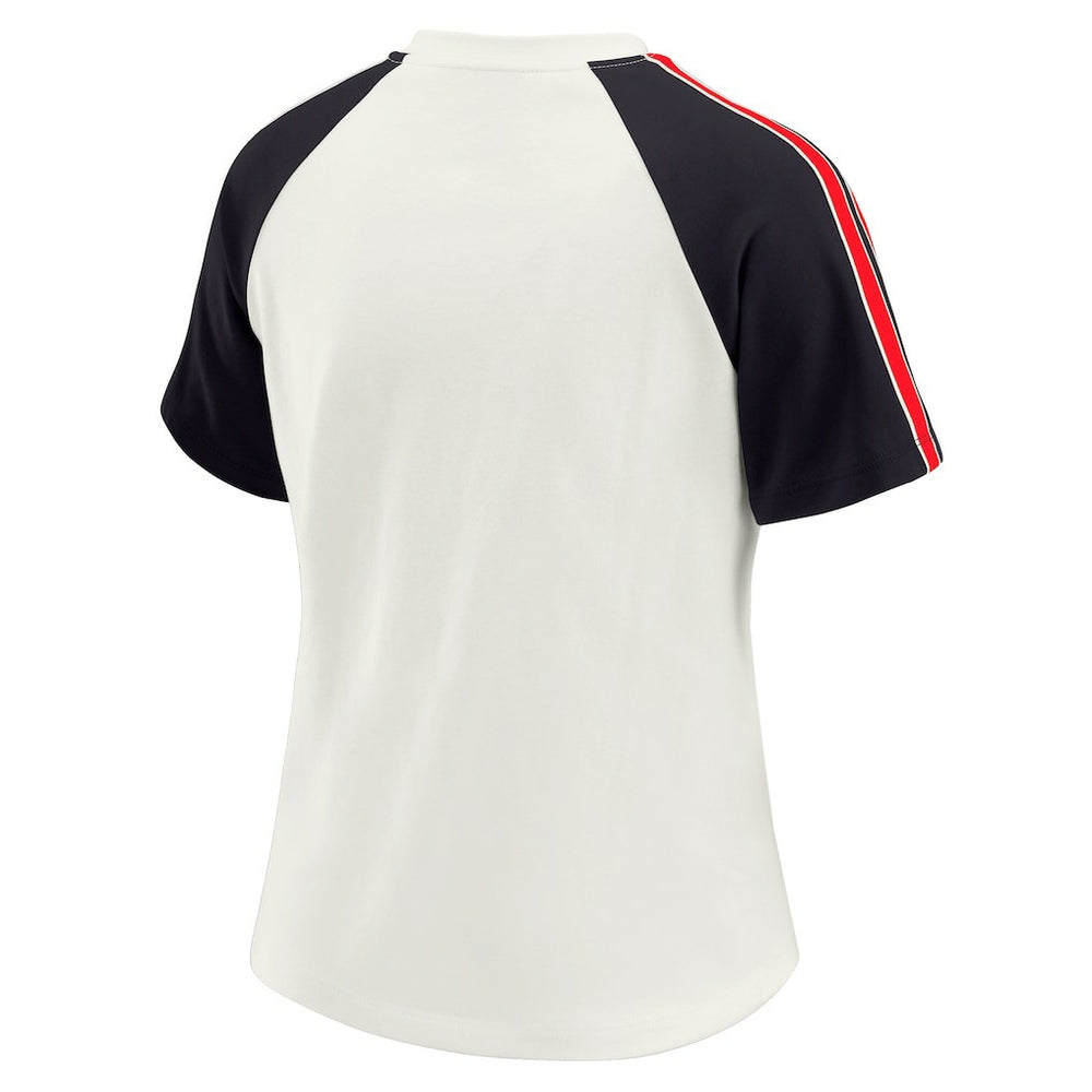 Houston Texans WEAR by Erin Andrews Women's Sleeve Stripe Distressed Raglan T-Shirt - White for sale