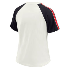 Houston Texans WEAR by Erin Andrews Women's Sleeve Stripe Distressed Raglan T-Shirt - White for sale