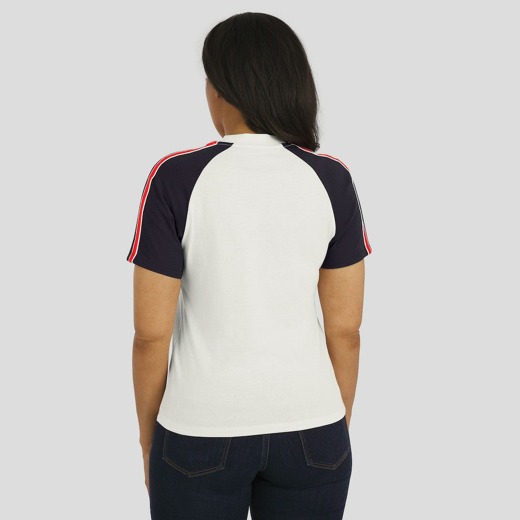 Houston Texans WEAR by Erin Andrews Women's Sleeve Stripe Distressed Raglan T-Shirt - White for sale