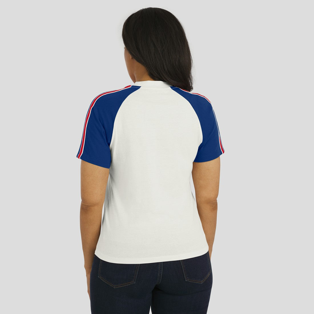 New York Giants WEAR by Erin Andrews Women's Sleeve Stripe Distressed Raglan T-Shirt - White cheap
