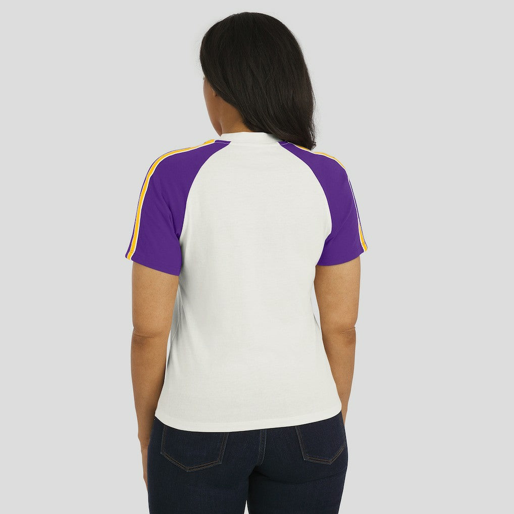 Minnesota Vikings WEAR by Erin Andrews Women's Sleeve Stripe Distressed Raglan T-Shirt - White sale