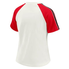 Kansas City Chiefs WEAR by Erin Andrews Women's Sleeve Stripe Distressed Raglan T-Shirt - White discount