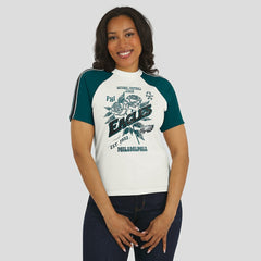 Philadelphia Eagles WEAR by Erin Andrews Women's Sleeve Stripe Distressed Raglan T-Shirt - White outlet