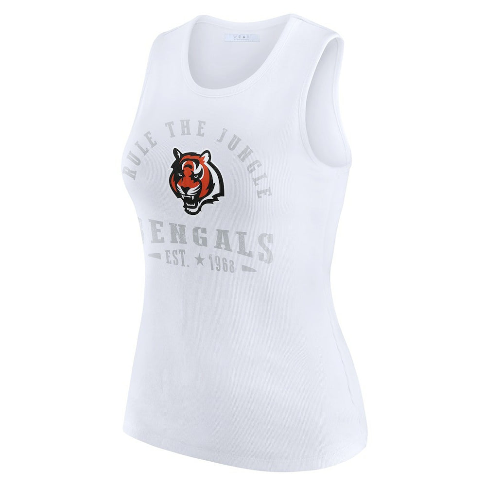 Cincinnati Bengals WEAR by Erin Andrews Women's Ribbed Graphic Tank Top - White for sale