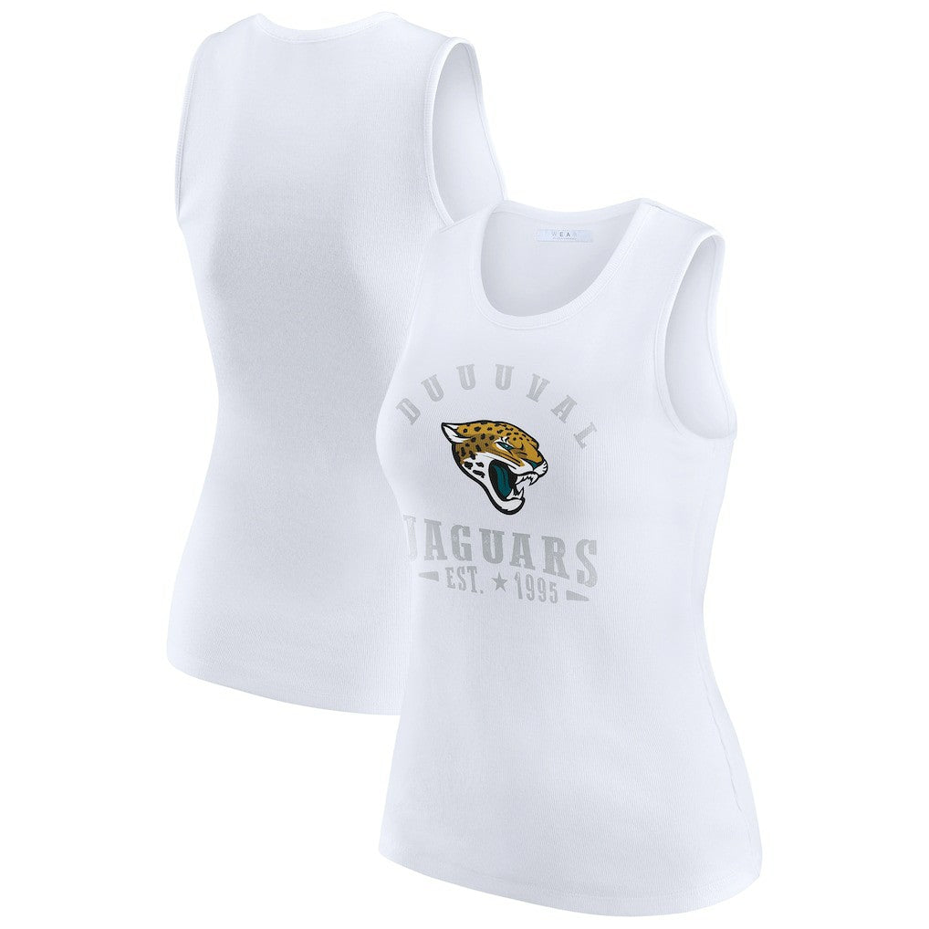 Jacksonville Jaguars WEAR by Erin Andrews Women's Ribbed Graphic Tank Top - White discount