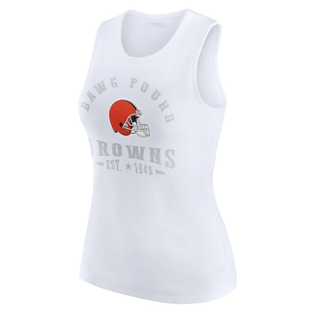 Cleveland Browns WEAR by Erin Andrews Women's Ribbed Graphic Tank Top - White on sale