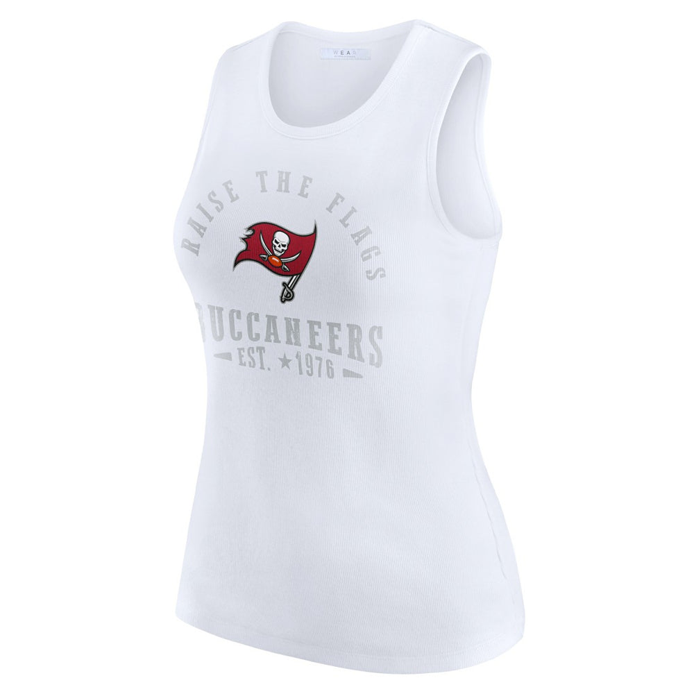 Tampa Bay Buccaneers WEAR by Erin Andrews Women's Ribbed Graphic Tank Top - White on sale