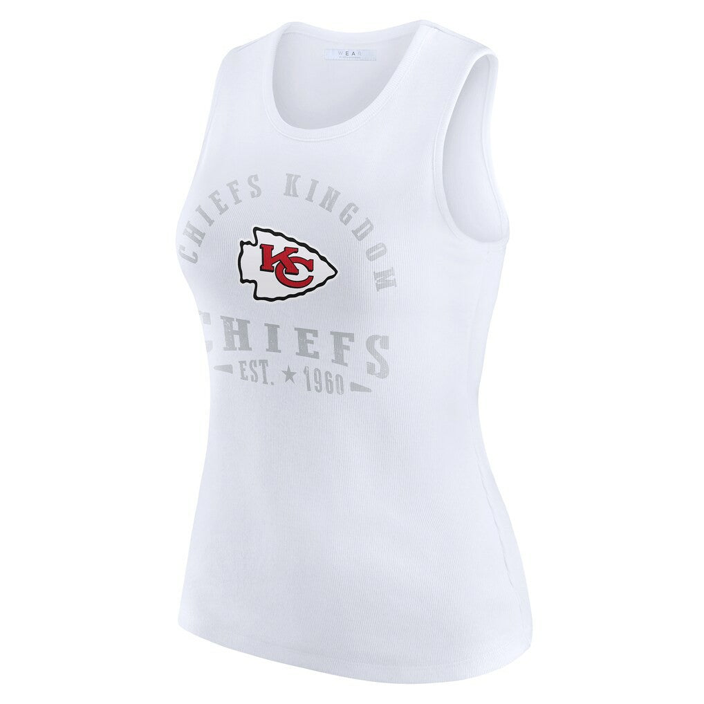 Kansas City Chiefs WEAR by Erin Andrews Women's Ribbed Graphic Tank Top - White discount