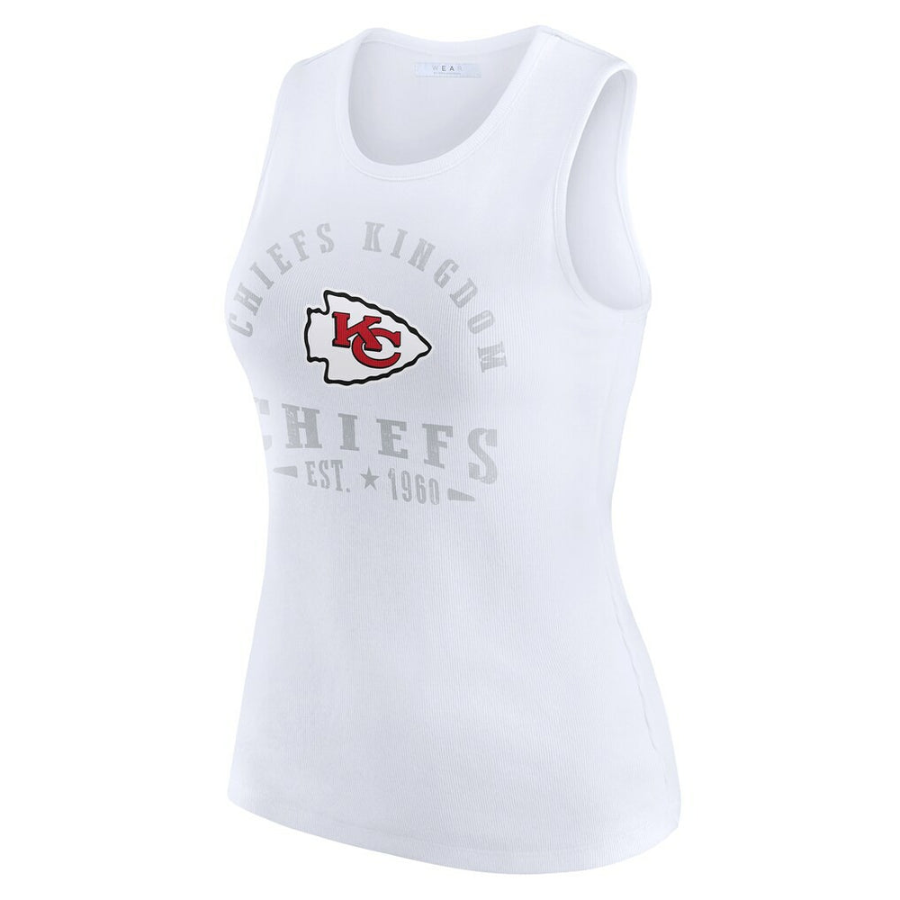 Kansas City Chiefs WEAR by Erin Andrews Women's Ribbed Graphic Tank Top - White discount