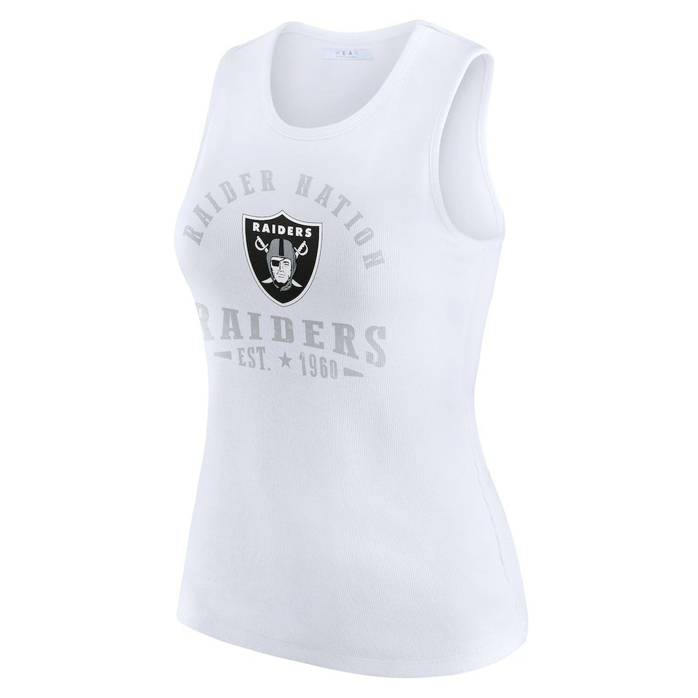 Las Vegas Raiders WEAR by Erin Andrews Women's Ribbed Graphic Tank Top - White discount