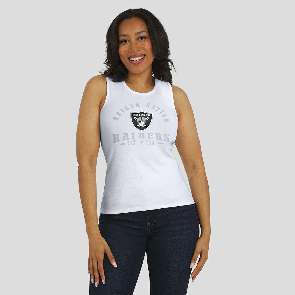 Las Vegas Raiders WEAR by Erin Andrews Women's Ribbed Graphic Tank Top - White discount