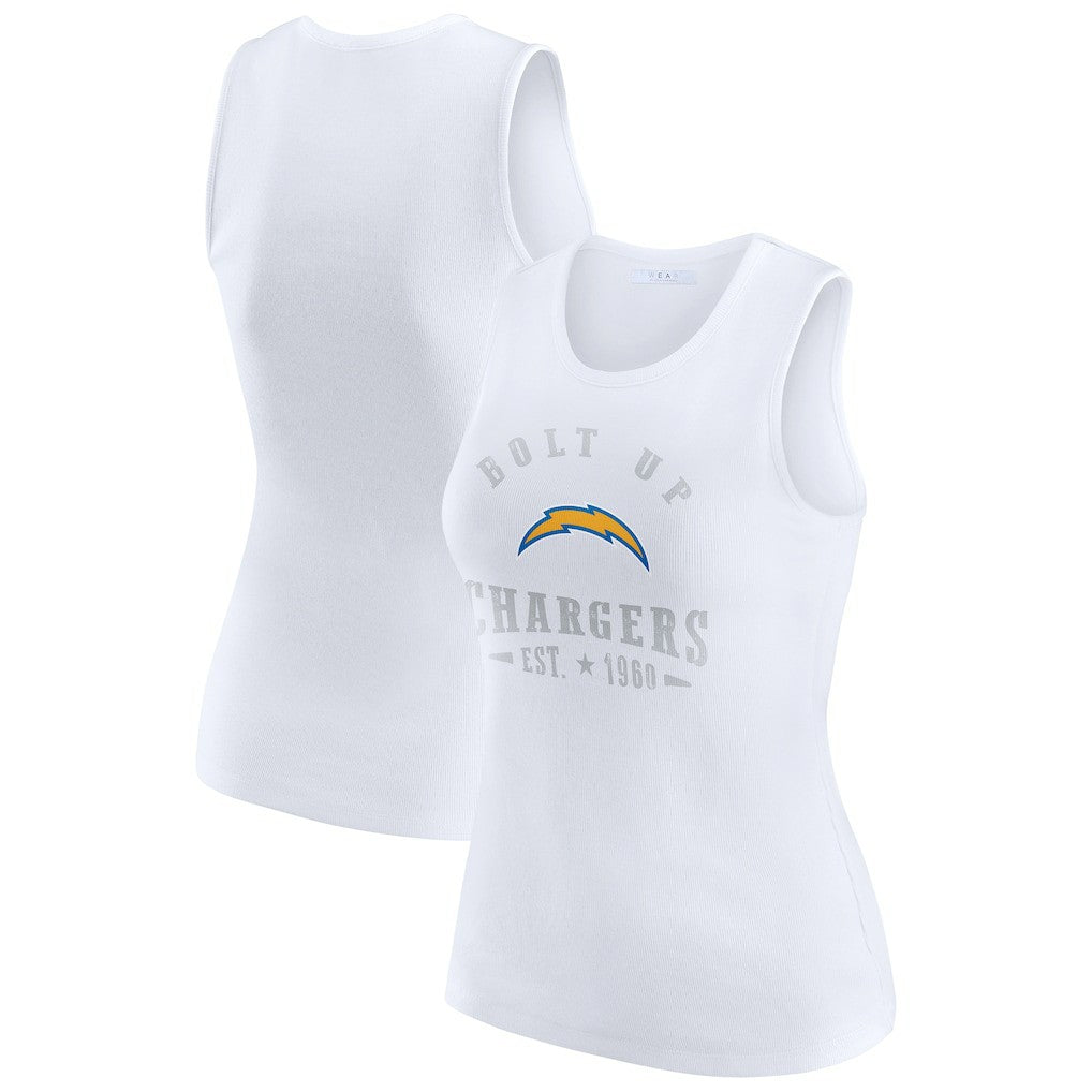 Los Angeles Chargers WEAR by Erin Andrews Women's Ribbed Graphic Tank Top - White sale