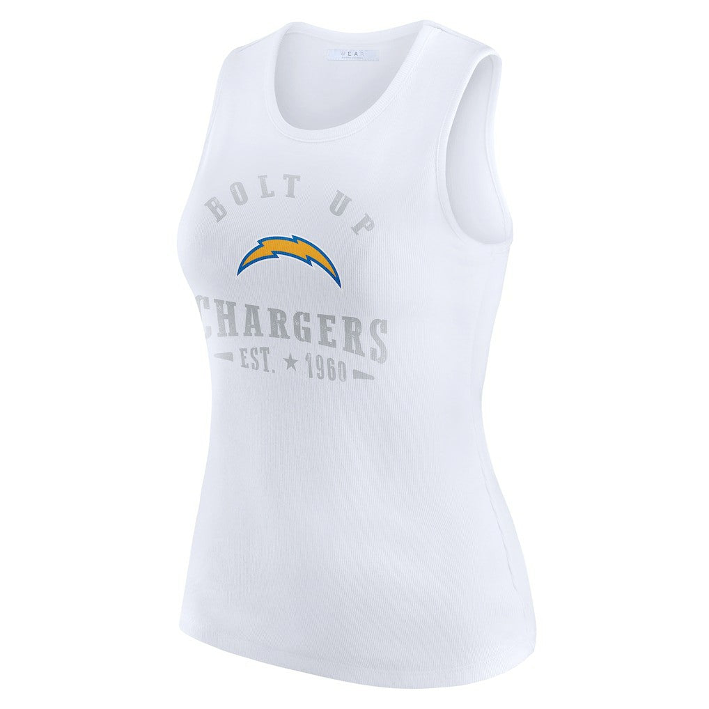 Los Angeles Chargers WEAR by Erin Andrews Women's Ribbed Graphic Tank Top - White sale