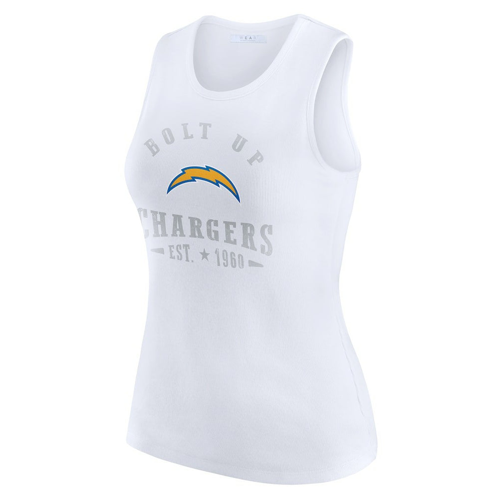 Los Angeles Chargers WEAR by Erin Andrews Women's Ribbed Graphic Tank Top - White sale