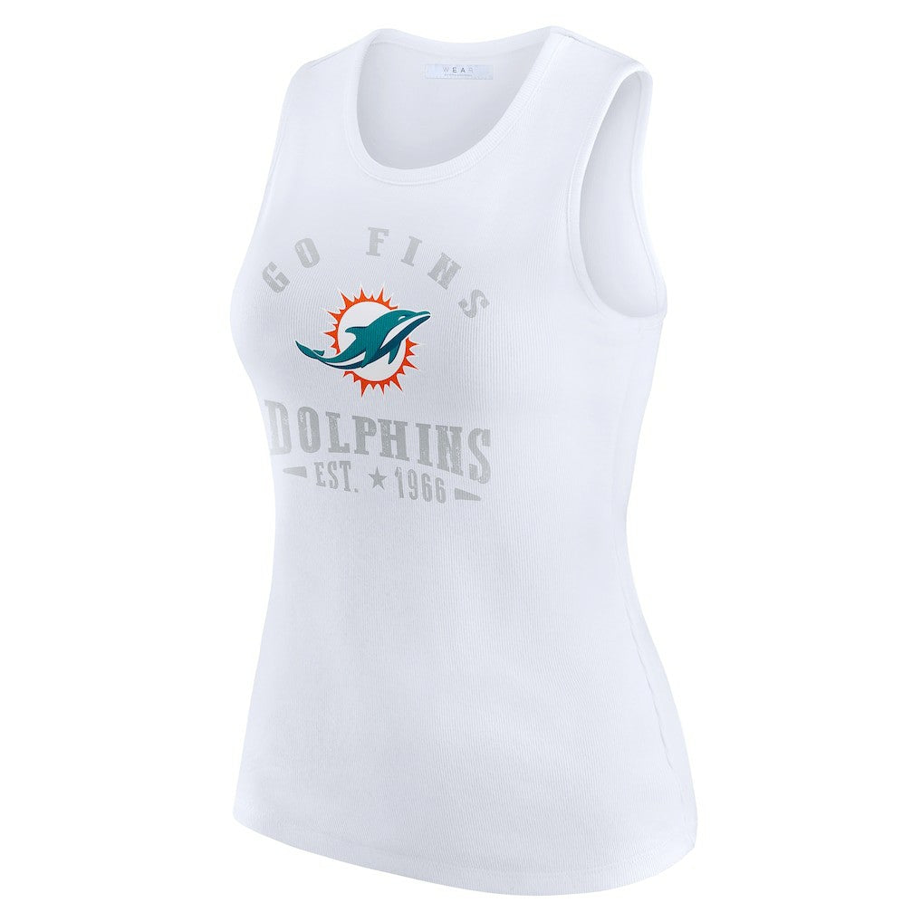 Miami Dolphins WEAR by Erin Andrews Women's Ribbed Graphic Tank Top - White outlet