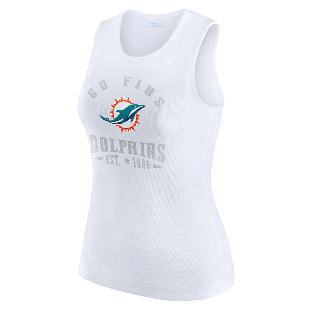 Miami Dolphins WEAR by Erin Andrews Women's Ribbed Graphic Tank Top - White outlet