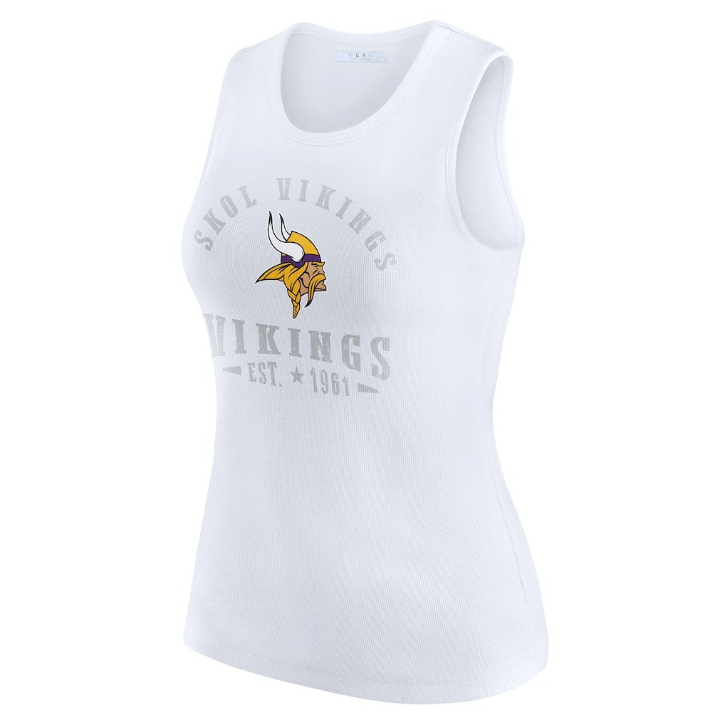 Minnesota Vikings WEAR by Erin Andrews Women's Ribbed Graphic Tank Top - White outlet
