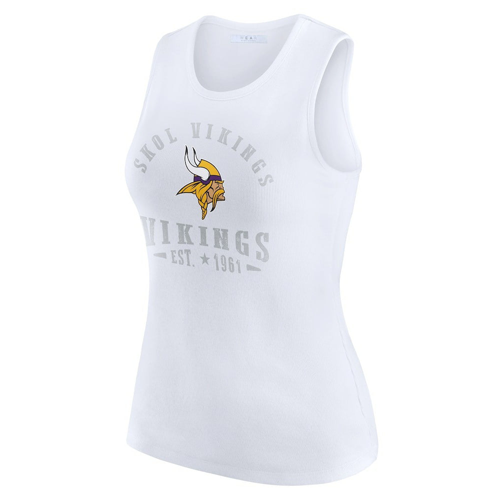 Minnesota Vikings WEAR by Erin Andrews Women's Ribbed Graphic Tank Top - White outlet