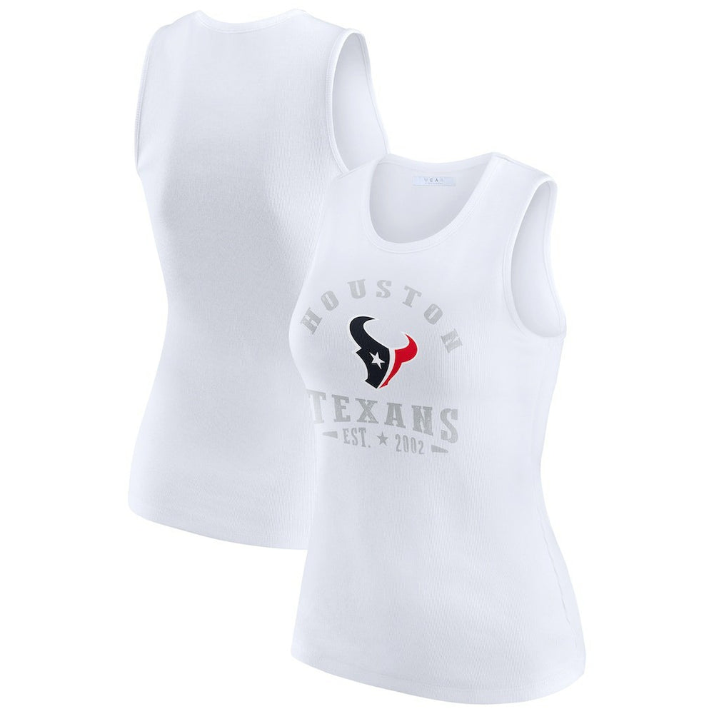 Houston Texans WEAR by Erin Andrews Women's Ribbed Graphic Tank Top - White discount