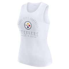 Pittsburgh Steelers WEAR by Erin Andrews Women's Ribbed Graphic Tank Top - White for sale