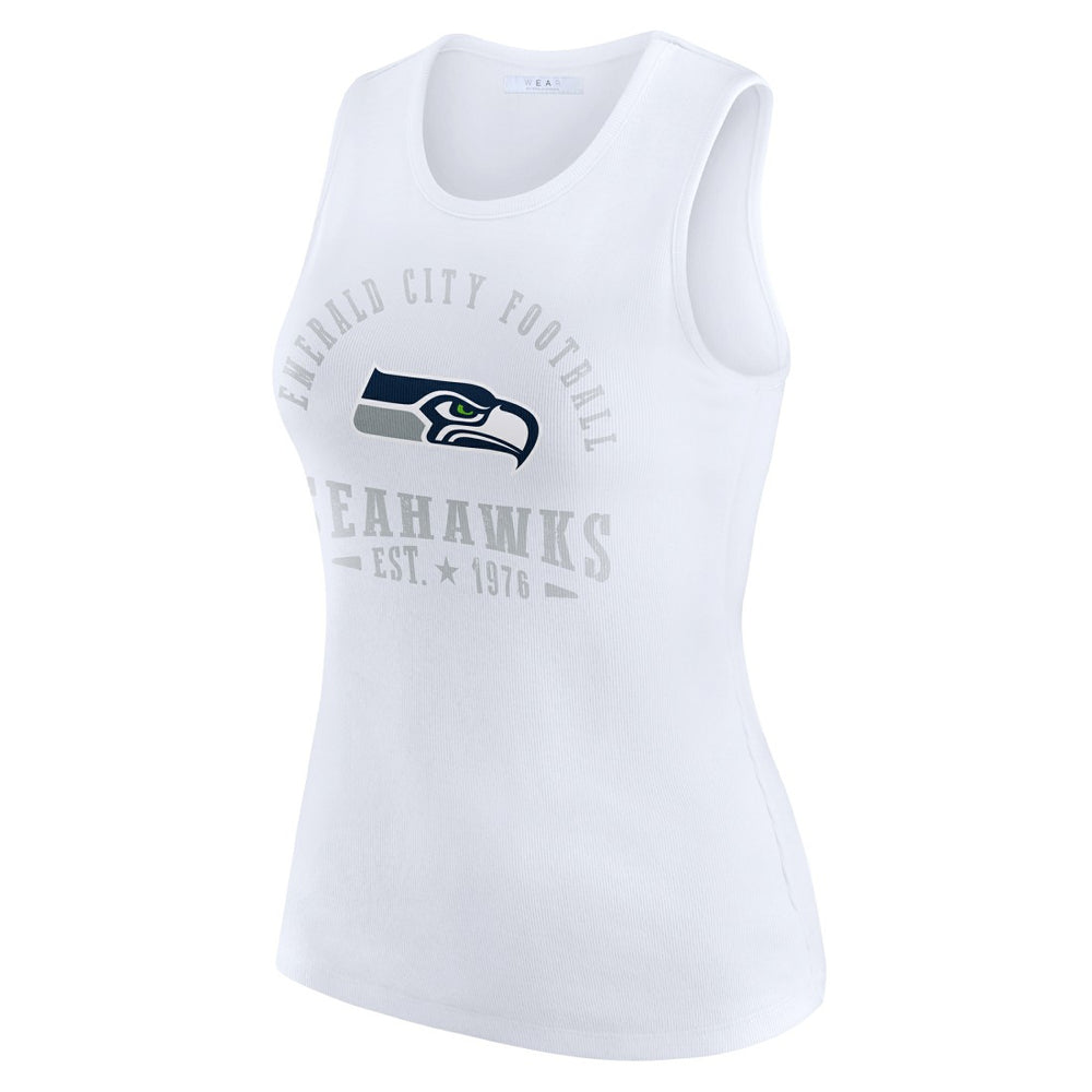 Seattle Seahawks WEAR by Erin Andrews Women's Ribbed Graphic Tank Top - White discount