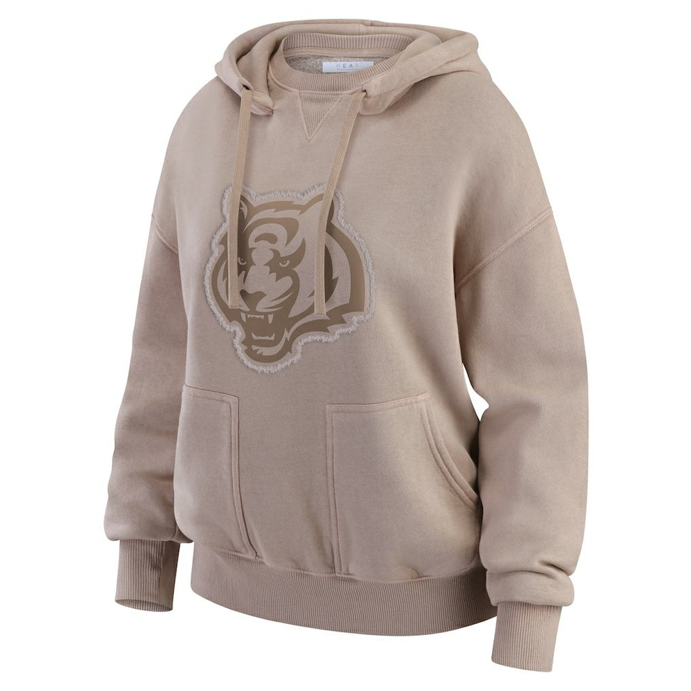 Cincinnati Bengals WEAR by Erin Andrews Women's Washed Pullover Crewdie - Tan for sale