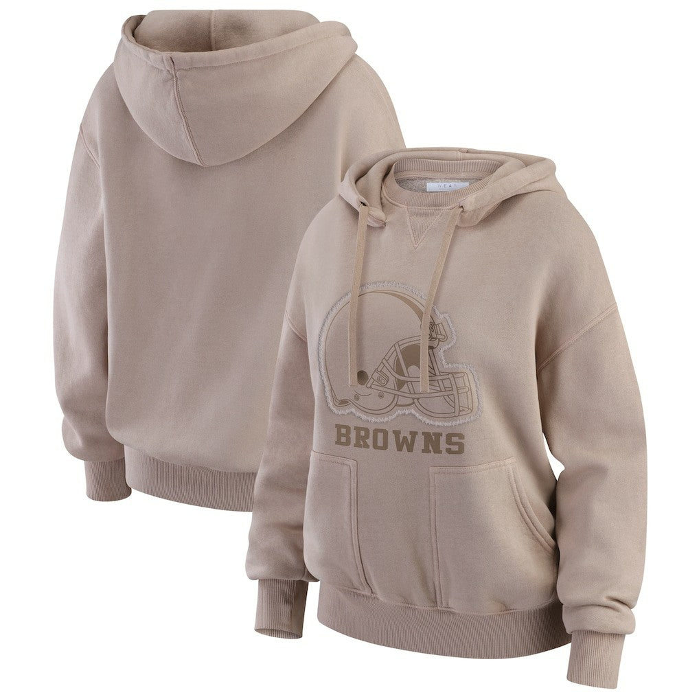 Cleveland Browns WEAR by Erin Andrews Women's Washed Pullover Crewdie - Tan outlet