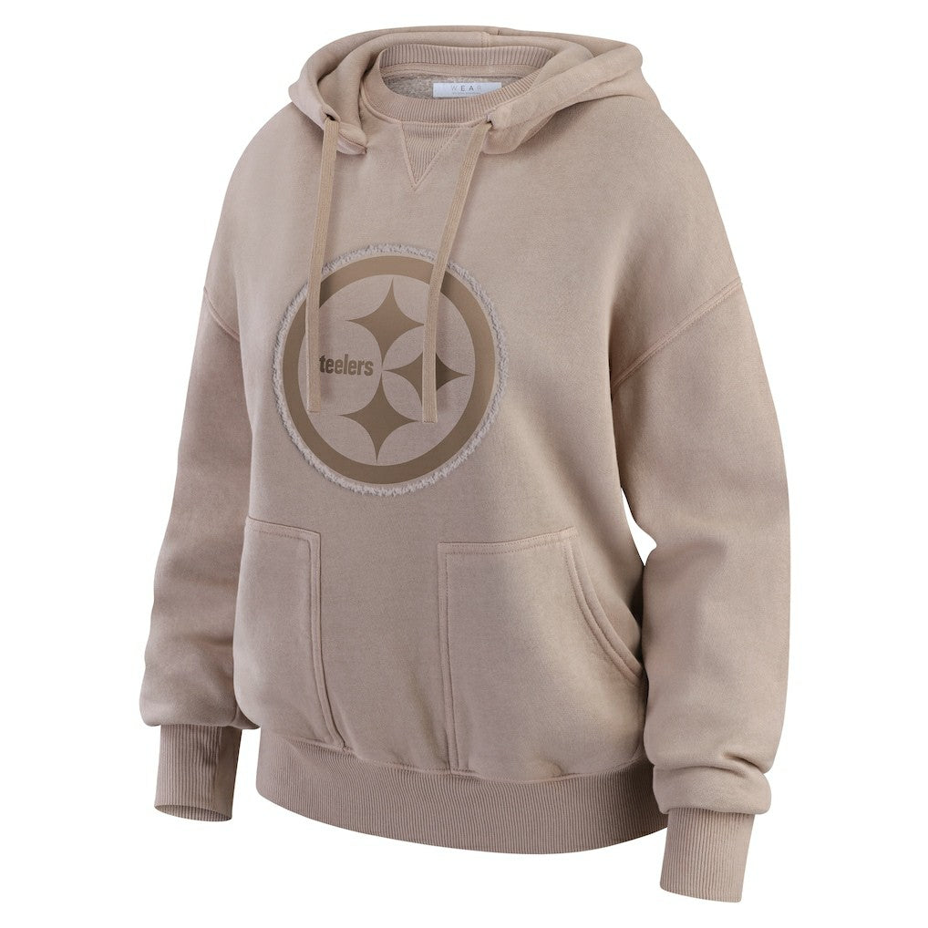 Pittsburgh Steelers WEAR by Erin Andrews Women's Washed Pullover Crewdie - Tan cheap