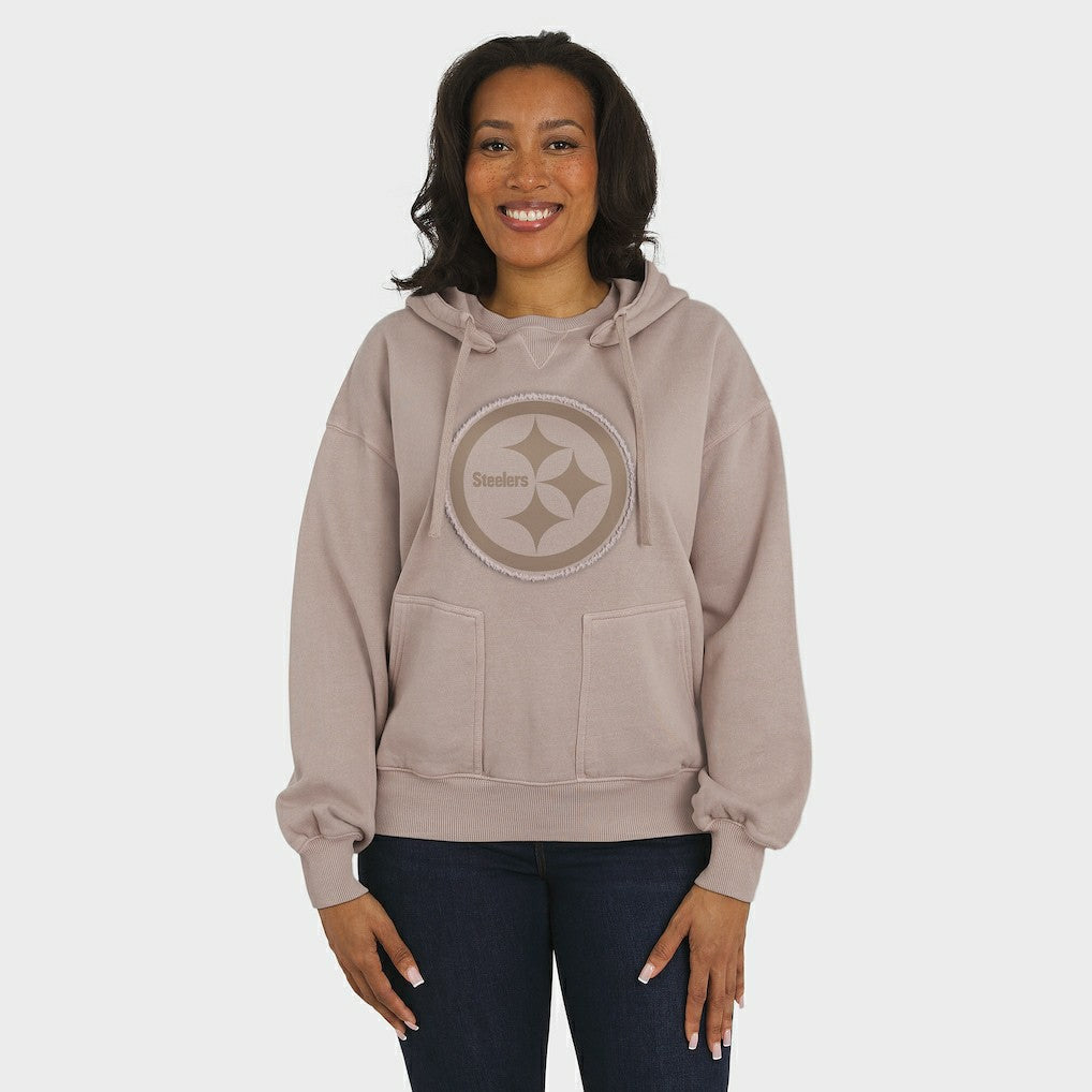 Pittsburgh Steelers WEAR by Erin Andrews Women's Washed Pullover Crewdie - Tan cheap