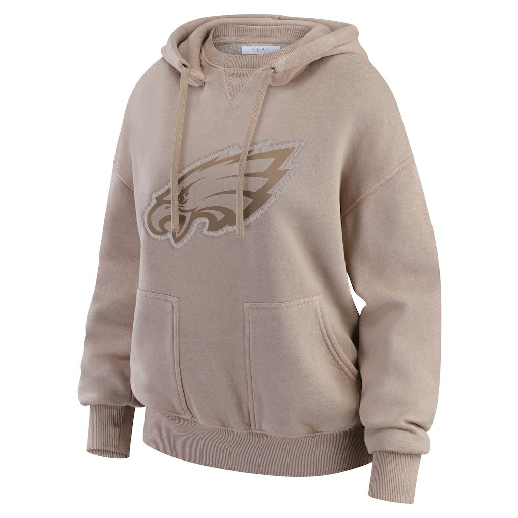 Philadelphia Eagles WEAR by Erin Andrews Women's Washed Pullover Crewdie - Tan on sale