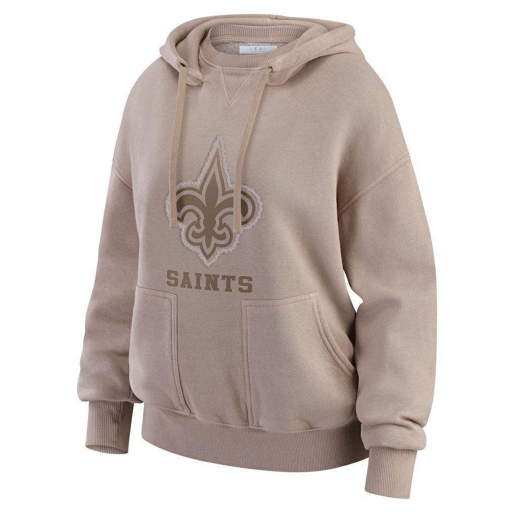 New Orleans Saints WEAR by Erin Andrews Women's Washed Pullover Crewdie - Tan on sale