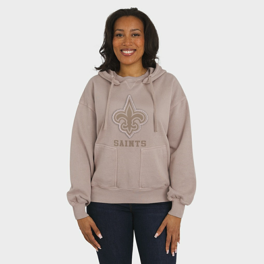 New Orleans Saints WEAR by Erin Andrews Women's Washed Pullover Crewdie - Tan on sale