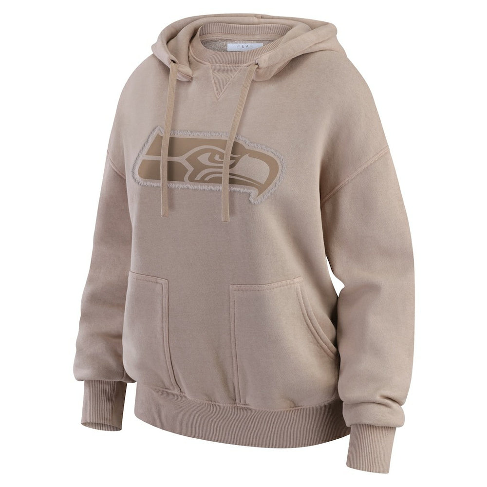 Seattle Seahawks WEAR by Erin Andrews Women's Washed Pullover Crewdie - Tan sale