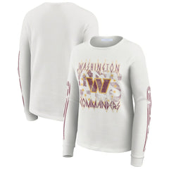 Washington Commanders WEAR by Erin Andrews Women's Graphic Waffle Long-Sleeve T-Shirt - White on sale