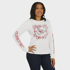 Kansas City Chiefs WEAR by Erin Andrews Women's Graphic Waffle Long-Sleeve T-Shirt - White for sale