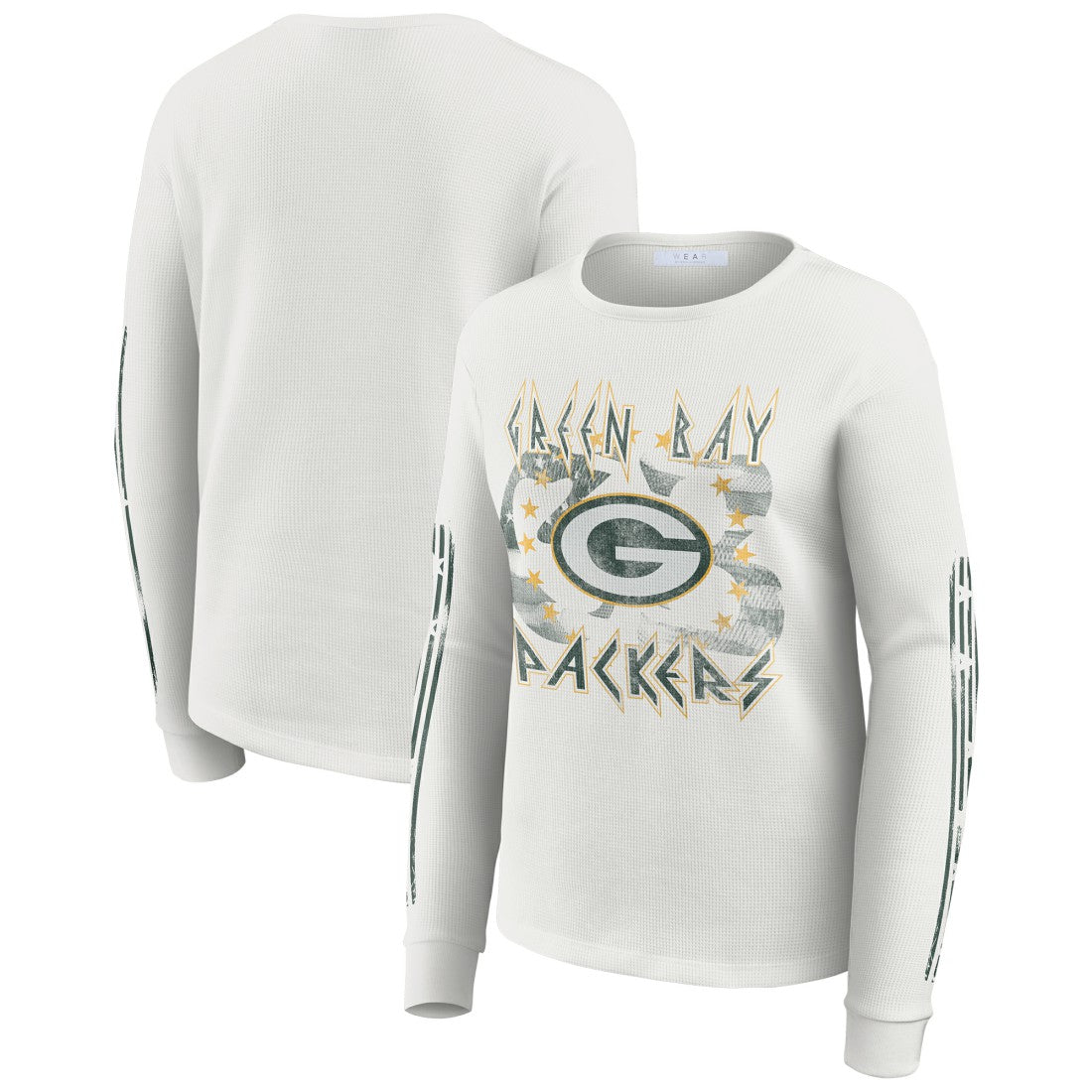 Green Bay Packers WEAR by Erin Andrews Women's Graphic Waffle Long-Sleeve T-Shirt - White outlet