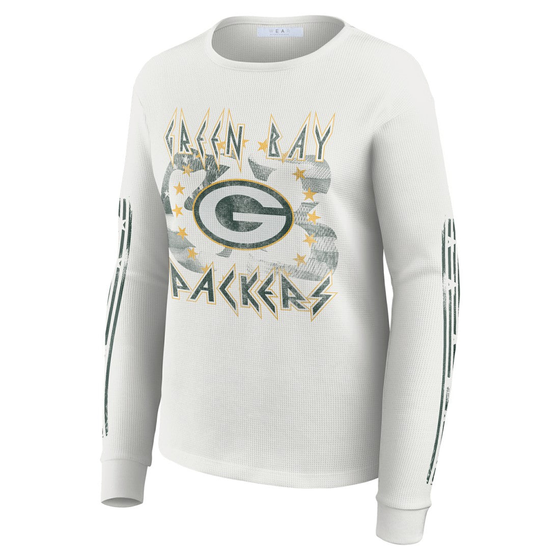 Green Bay Packers WEAR by Erin Andrews Women's Graphic Waffle Long-Sleeve T-Shirt - White outlet